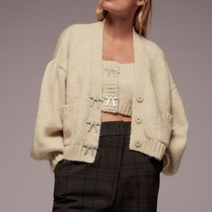NWT Zara blogger jewel bow cardigan SET sold out!